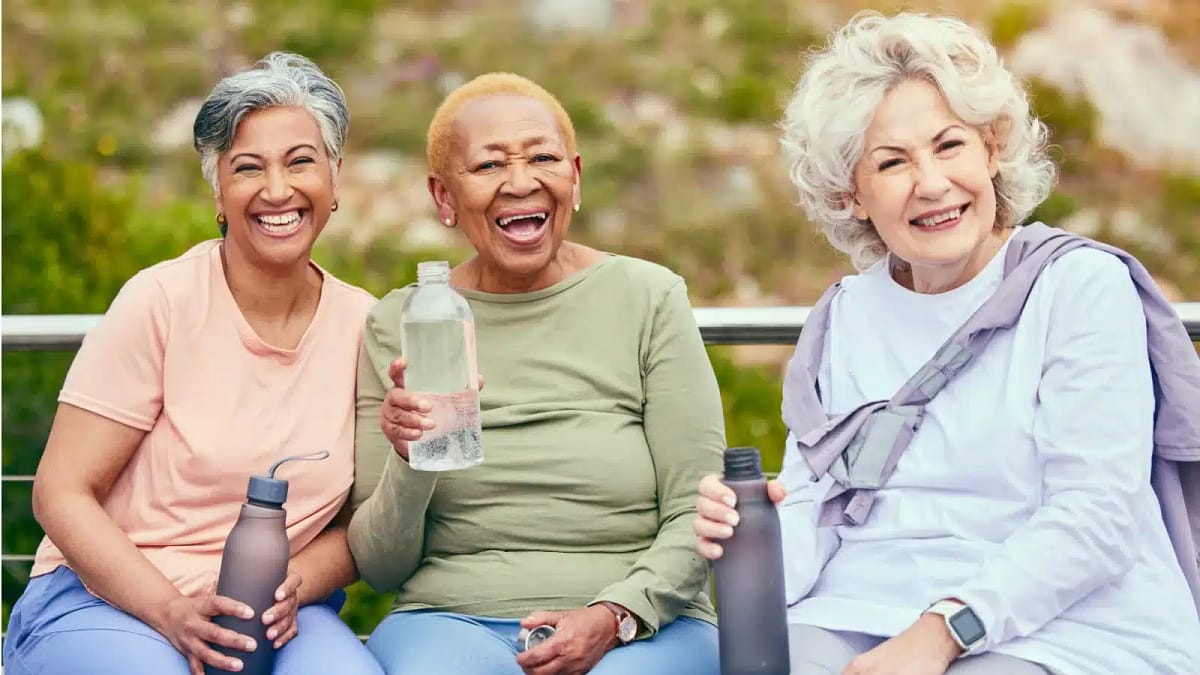 Older women laughing together.