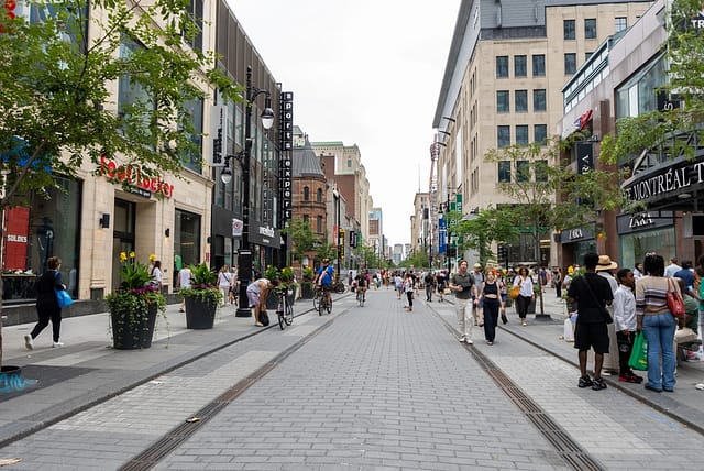 Montreal Canada - July 5 2025: Sainte-catherine Street Shopping District