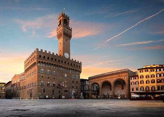 Square Of Signoria In Florence At Sunrise Italy