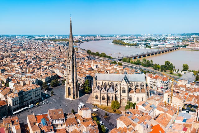 Bordeaux Aerial Panoramic View. Bordeaux Is A Port City On