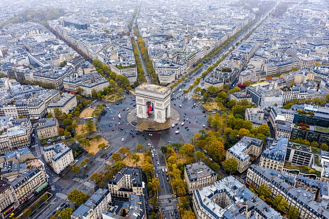 Aerial View Of Arc De Triomphe Paris