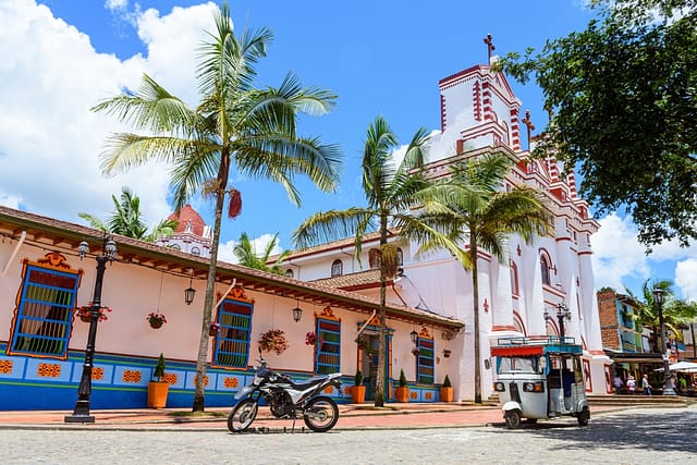 Colorful Street Of Guatape Colonial Town Colombia