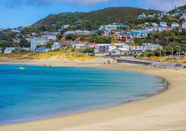 Island Bay In Wellington New Zealand Is Deserted Even Though