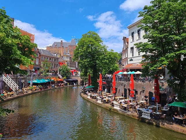 Summer In Utrecht With People On The Terrace In The