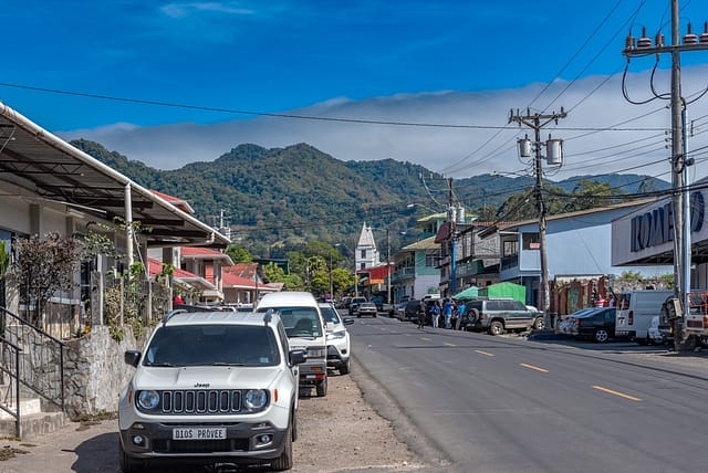 Boquete Panama-march 14 2019: Street In Bouquet On A Sunny