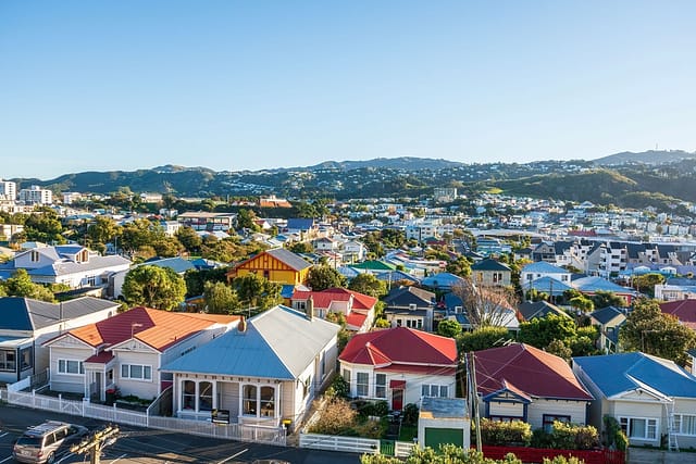 Wellington Nz - May 16 2014: The Colorful Houses In