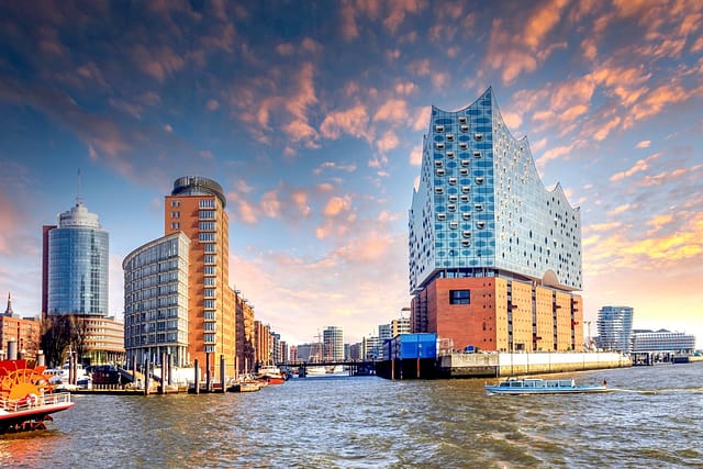 View Over Elbphilharmony Harbour Hamburg Germany