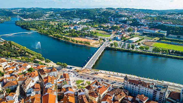 Aerial View Of Coimbra A Riverfront City In Central Portugal