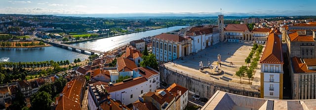 Aerial View Of Coimbra A Riverfront City In Central Portugal