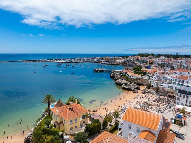 Aerial Panoramic View Of Cascais. 30km West Of Lisbon On