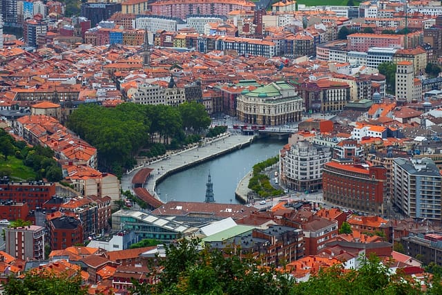 View Of The Bilbao City Downtown From The Hill Cantabria