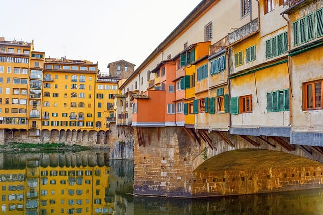 A Beautiful View Of A Ponte Vecchio Arch Bridge In