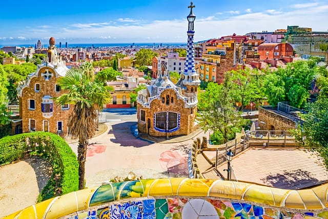 Barcelona. Gorgeous And Amazing Park Guel. Spain.