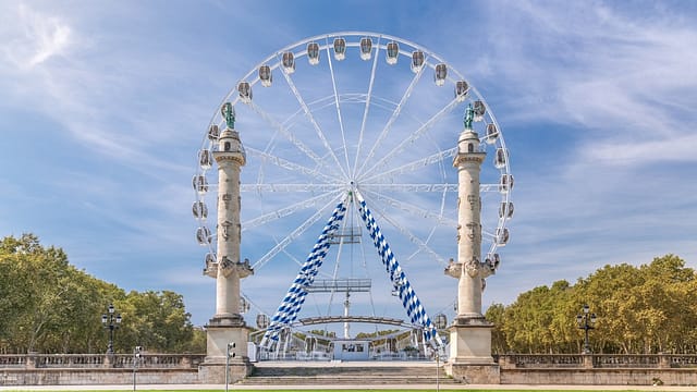 Large Ferris Wheel Between Two Columns At Place Des Quinconces