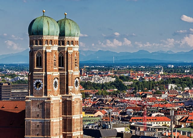 Aerial View Of Munich With Frauenkirche In Munich Germany
