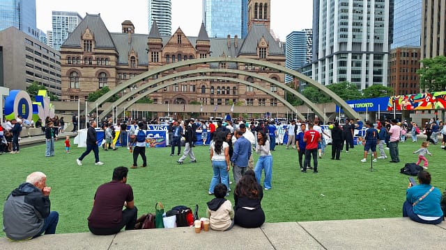 Toronto On Canada - June 20 2026: People Gather At