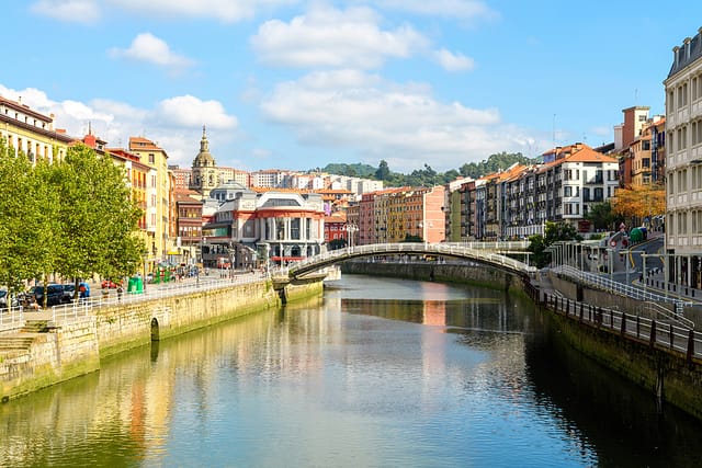 Bilbao Old Town View On Sunny Day Spain