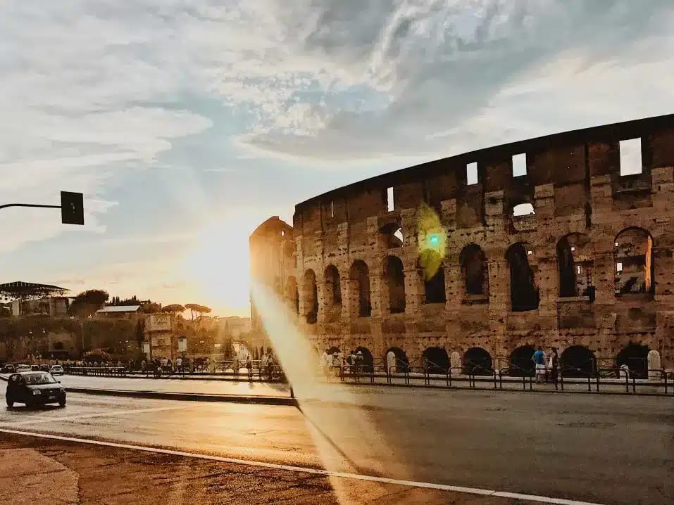 Street view of the Coliseum in Rome, Italy
